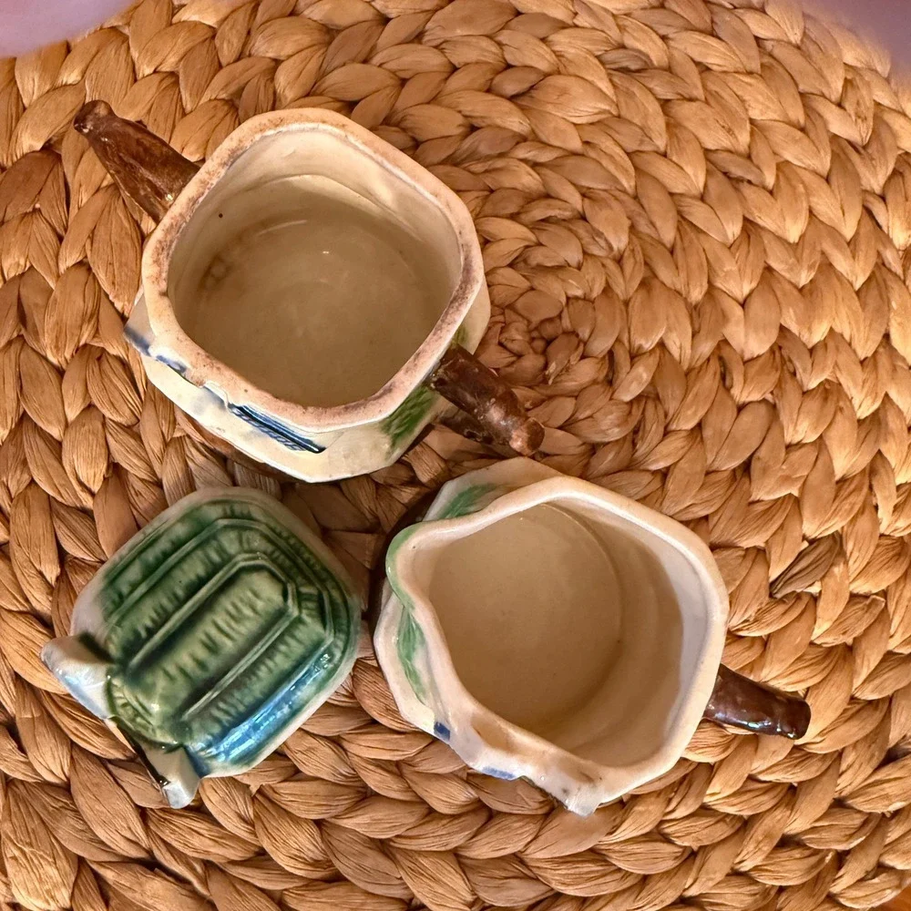 Vintage Dutch Windmill Ceramic Sugar Bowl and Creamer Set Japan Good 2pc